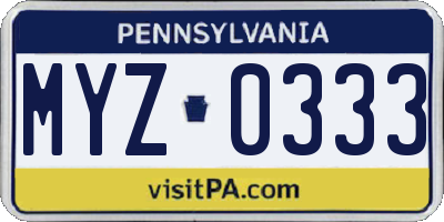 PA license plate MYZ0333