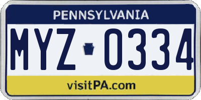 PA license plate MYZ0334