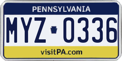 PA license plate MYZ0336