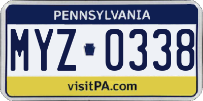 PA license plate MYZ0338