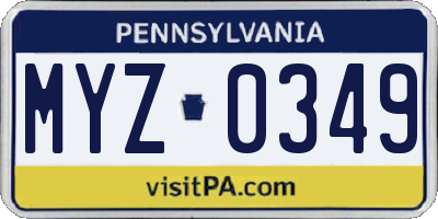 PA license plate MYZ0349
