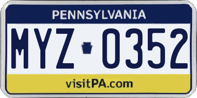 PA license plate MYZ0352