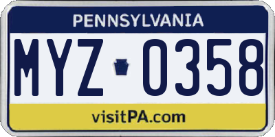 PA license plate MYZ0358