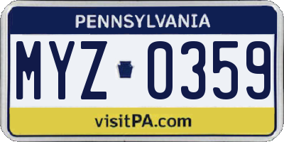 PA license plate MYZ0359