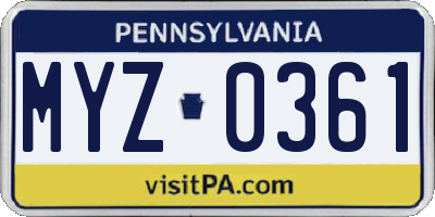 PA license plate MYZ0361