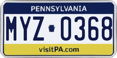 PA license plate MYZ0368