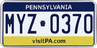 PA license plate MYZ0370