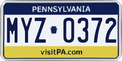PA license plate MYZ0372