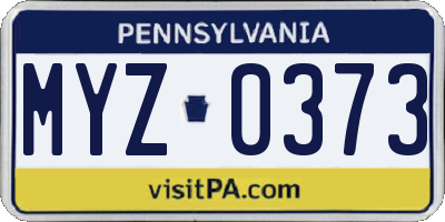 PA license plate MYZ0373