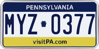 PA license plate MYZ0377