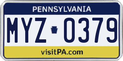 PA license plate MYZ0379