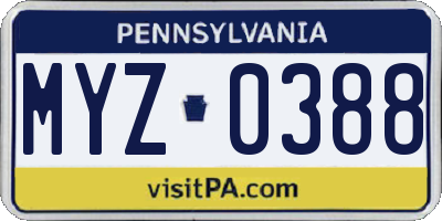 PA license plate MYZ0388