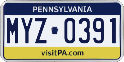 PA license plate MYZ0391