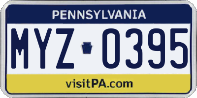 PA license plate MYZ0395