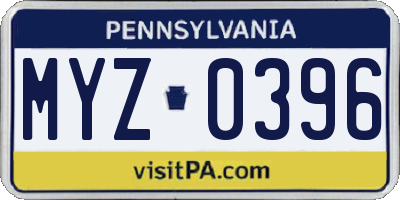 PA license plate MYZ0396