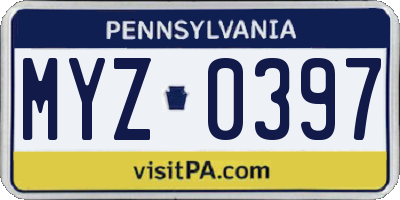 PA license plate MYZ0397