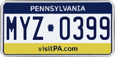 PA license plate MYZ0399