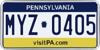 PA license plate MYZ0405