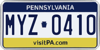 PA license plate MYZ0410