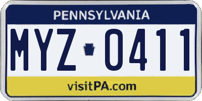 PA license plate MYZ0411