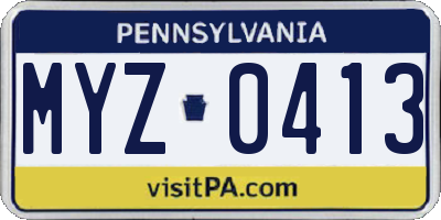 PA license plate MYZ0413