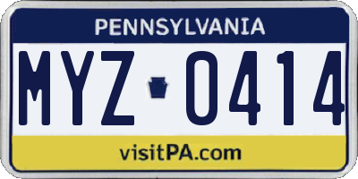 PA license plate MYZ0414