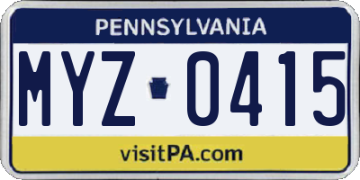 PA license plate MYZ0415