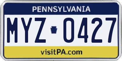 PA license plate MYZ0427