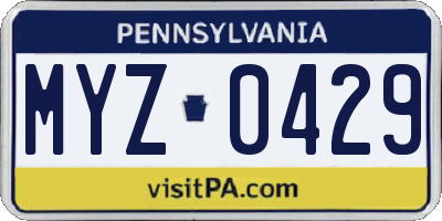 PA license plate MYZ0429