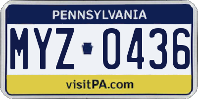 PA license plate MYZ0436
