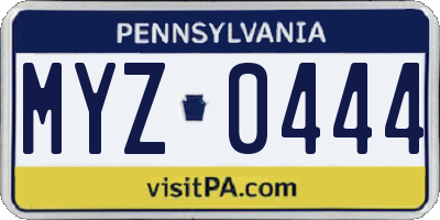 PA license plate MYZ0444