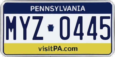 PA license plate MYZ0445
