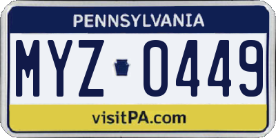 PA license plate MYZ0449
