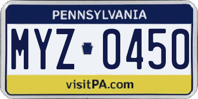 PA license plate MYZ0450
