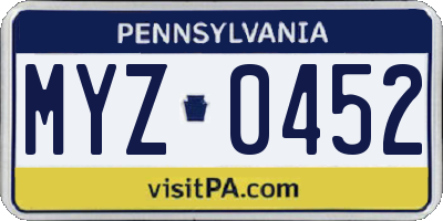 PA license plate MYZ0452