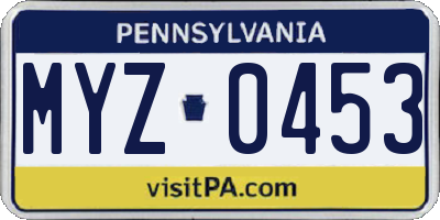 PA license plate MYZ0453