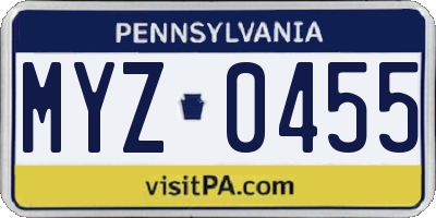 PA license plate MYZ0455