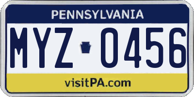 PA license plate MYZ0456