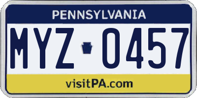 PA license plate MYZ0457