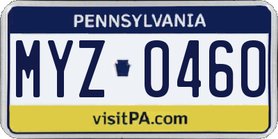 PA license plate MYZ0460