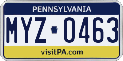 PA license plate MYZ0463