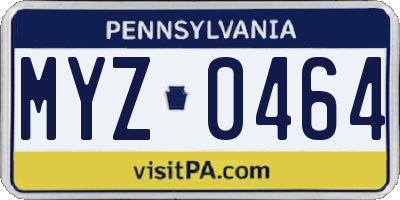PA license plate MYZ0464