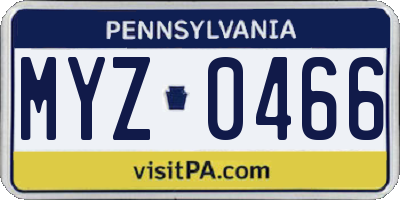 PA license plate MYZ0466