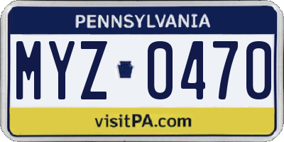 PA license plate MYZ0470