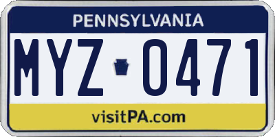 PA license plate MYZ0471