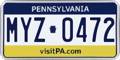 PA license plate MYZ0472