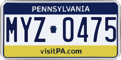 PA license plate MYZ0475