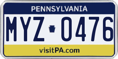 PA license plate MYZ0476