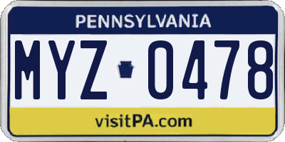 PA license plate MYZ0478