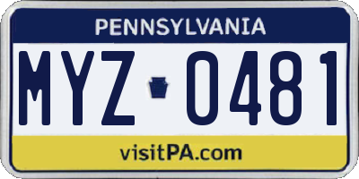 PA license plate MYZ0481